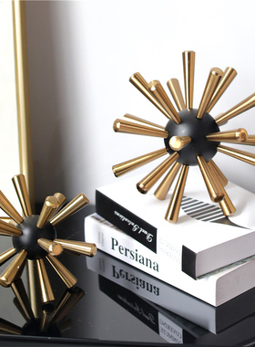 现代轻奢家居装饰品样板房合金金属球摆I件书房客厅抽象球创意摆