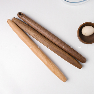 木上 黑胡桃木擀面杖实木饺子皮家用榉木擀面棍子面皮面棒不粘