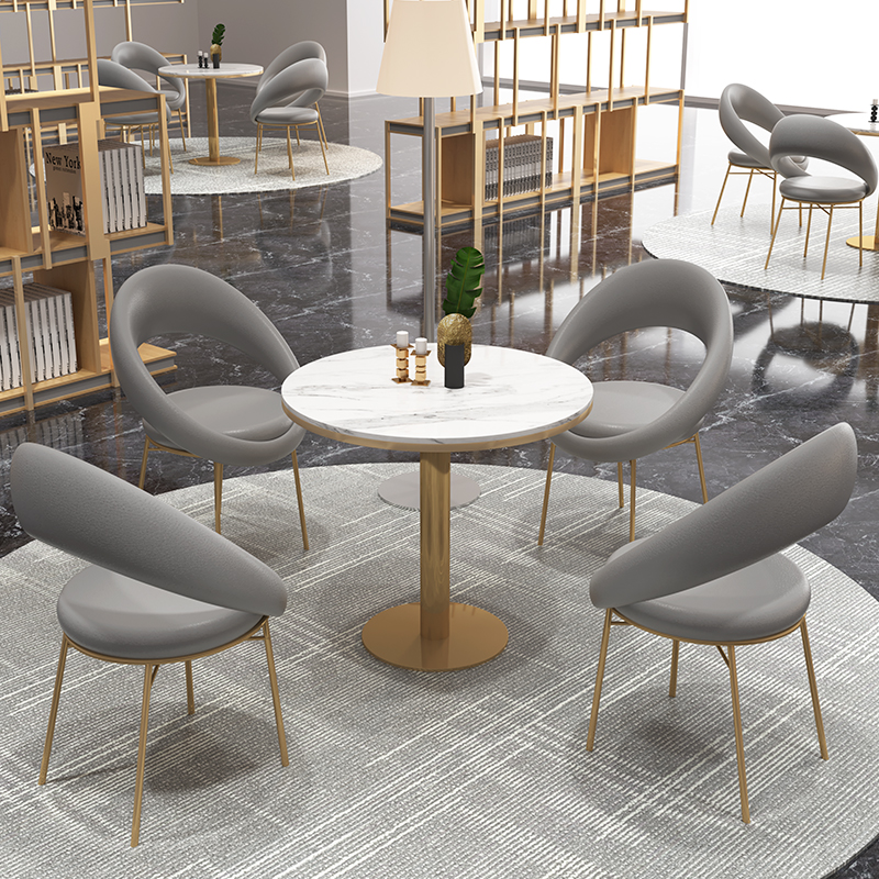 接待室洽谈网红咖啡厅奶茶店桌椅组合休闲区书网红水吧沙发椅