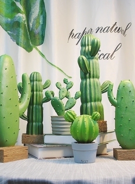 小清新仿真仙人掌底座盆栽植物客厅桌面绿植装饰品摆件