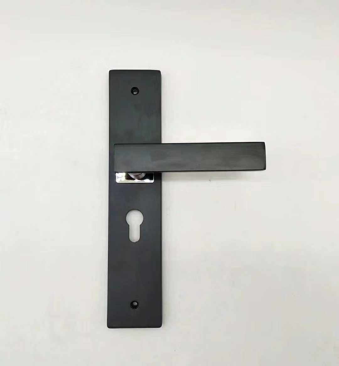 锁家具用通用型黑色小50静音铝合金锁房门锁厂家直销门把手手柄