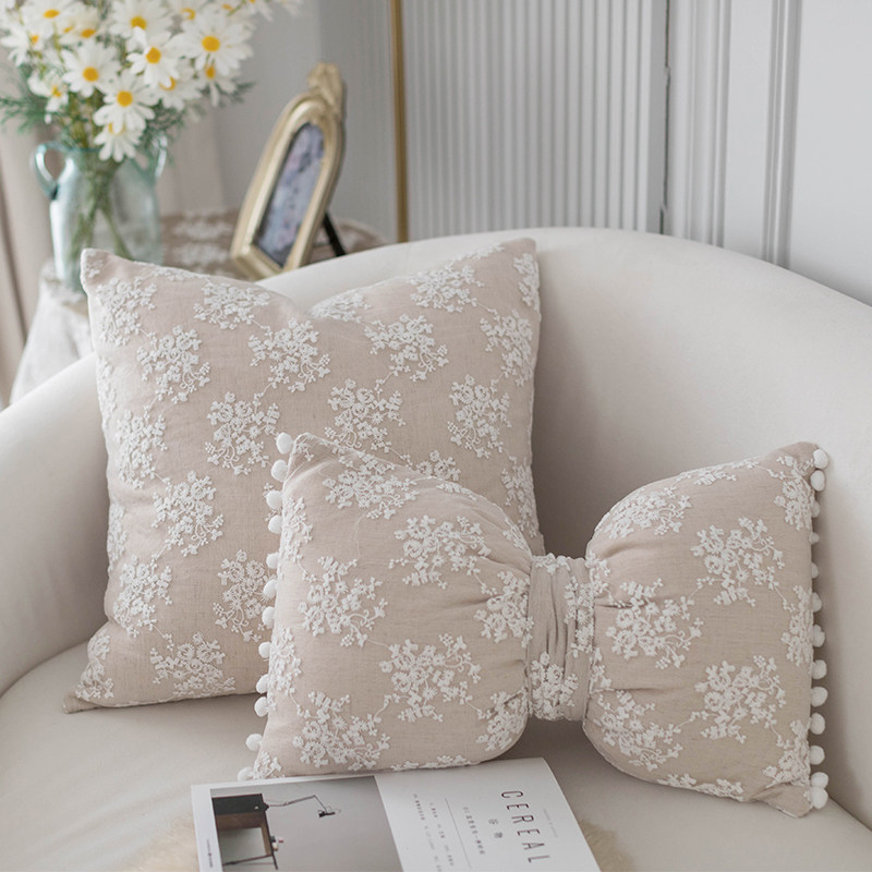 ns风法式欧式唯美蕾丝抱枕汽车靠垫卧室飘窗长方形腰枕沙发靠背
