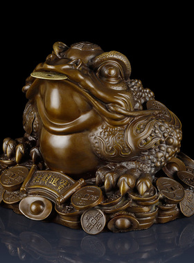 金蟾摆件铜金蟾客厅摆件三足蟾蜍饰品开业铜制金蟾礼品