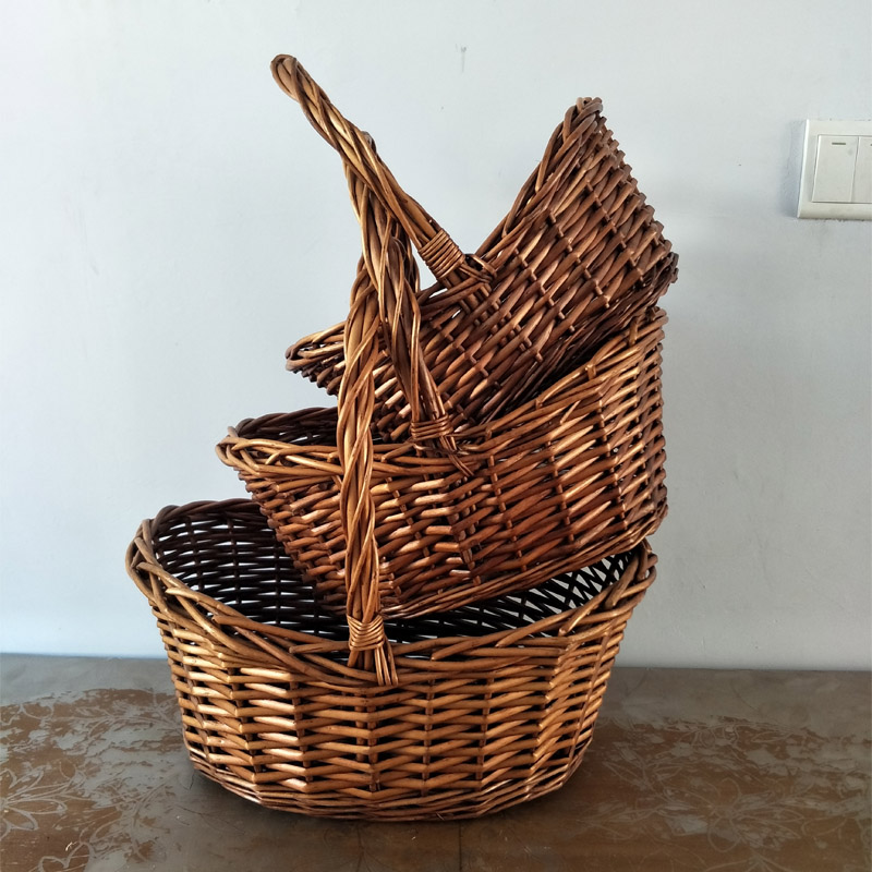 柳编水果篮藤编送礼品篮子手提鸡蛋篮 礼品篮装篮 野餐篮购物篮