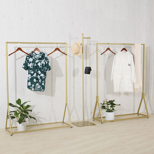 金色服装架女装店货架落地式童装挂衣架服装店衣服展示架铁艺简约