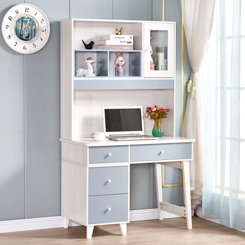 简约书桌书架组合一体带书柜小户型电脑桌轻奢办公写字台90c,住宅家具,书桌,淘宝优惠券,粉丝福利购,淘宝优惠卷