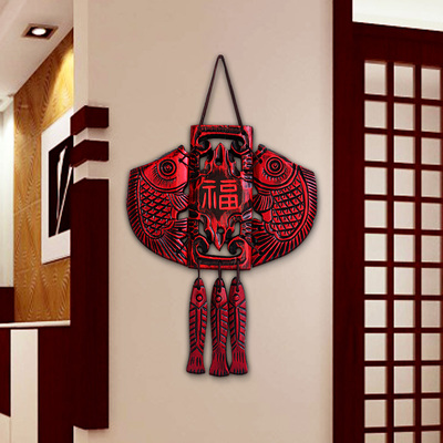 玄关门上装饰品挂件创意进户门A口墙面中式鱼卧室床头入户墙上挂