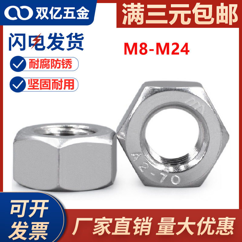 304不锈钢左旋细牙螺帽反牙螺母M8M10M12M16M20M24-x*1.25*1.5*2