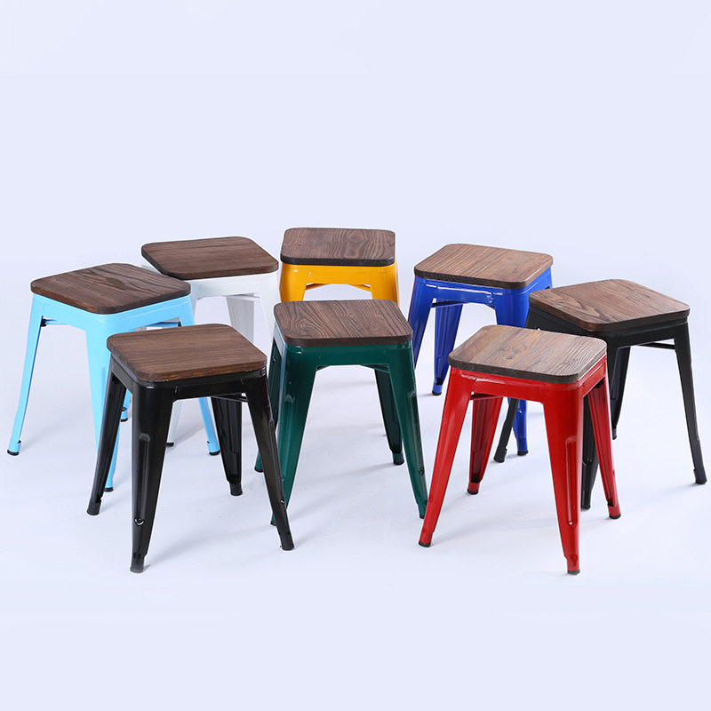 铁艺凳子时尚复古木制金属休闲椅简约咖啡酒吧椅子火W锅店铁皮凳