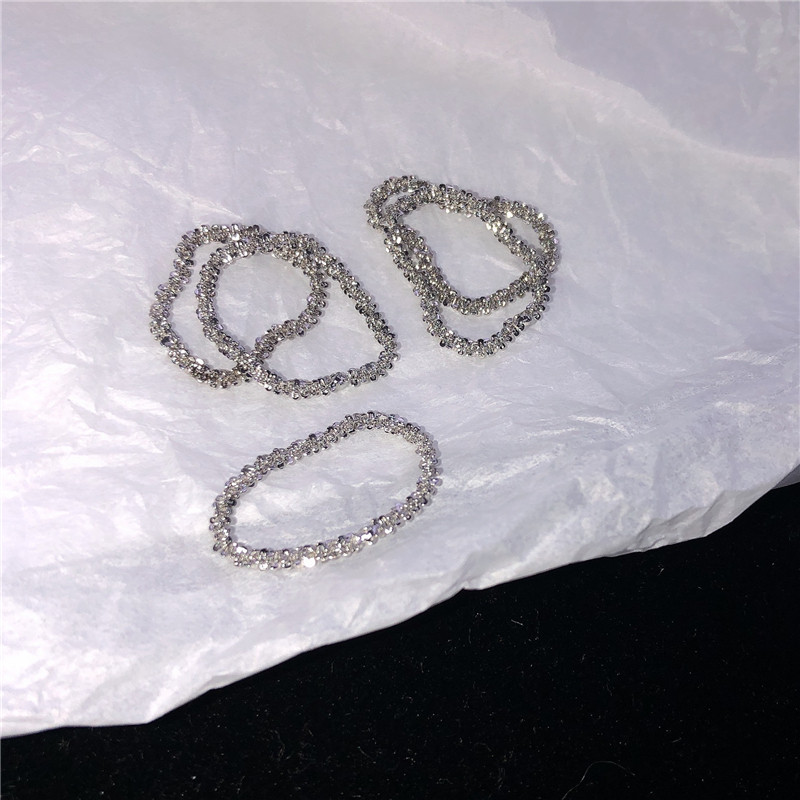 波光粼粼戒指~百搭叠戴神器雪花素圈F细链条轻奢指环女轻奢食指戒