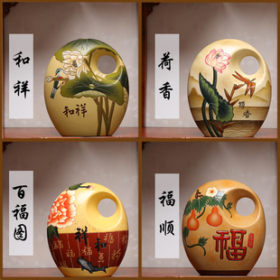 新中式陶瓷客厅隔断柜工艺小摆件中国民族K复古风玄关博古架装饰