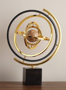 轻奢旋转地球仪摆件样板房客厅电视柜酒柜家居装饰品酒店玄关摆设
