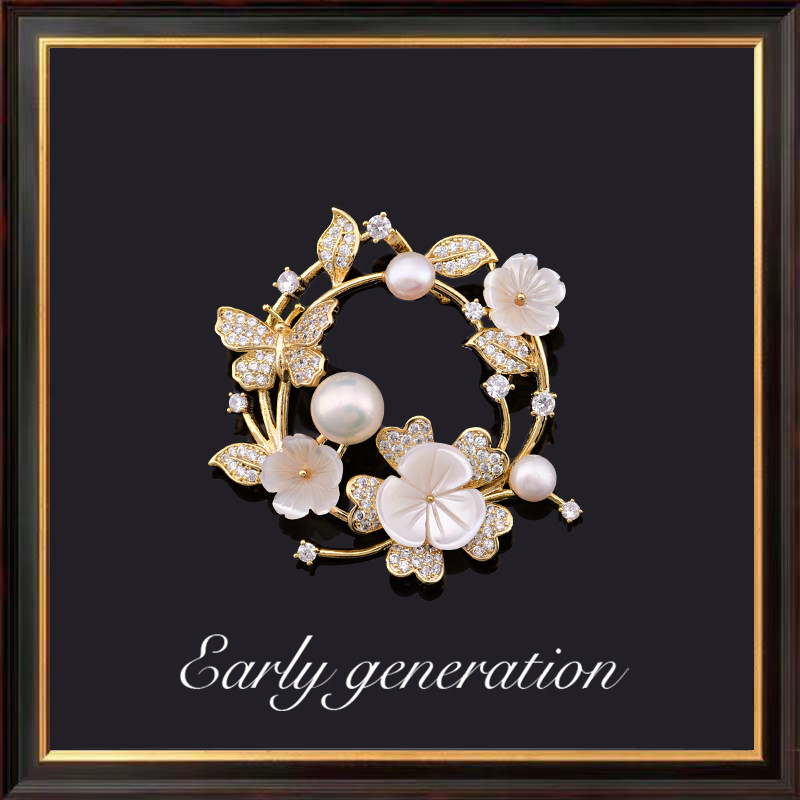 藤蔓胸针天然珍珠母贝韩国胸花时尚奢华别针西装大衣高档百搭配饰,饰品/流行首饰/时尚饰品新,胸针,淘宝优惠券,粉丝福利购,淘宝优惠卷