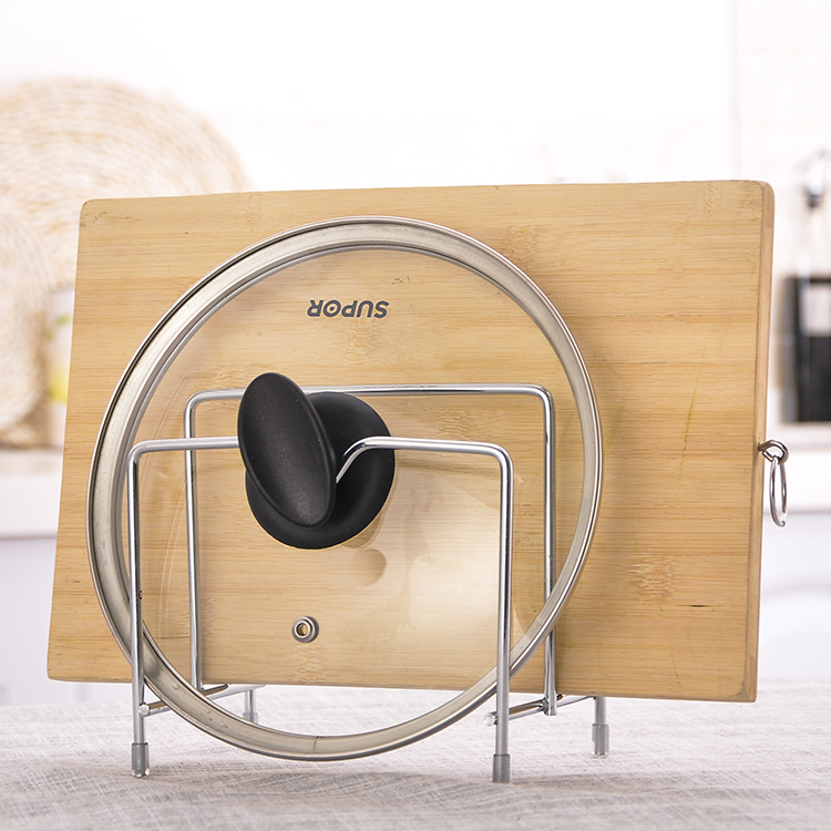 双层不锈钢放锅盖架子座菜板案板砧板架带接水盘厨房收纳置物架