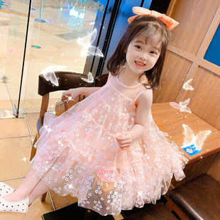 女童连衣裙夏装 洋气儿童2女宝宝3公主4背心裙5岁网纱裙潮 2021韩版