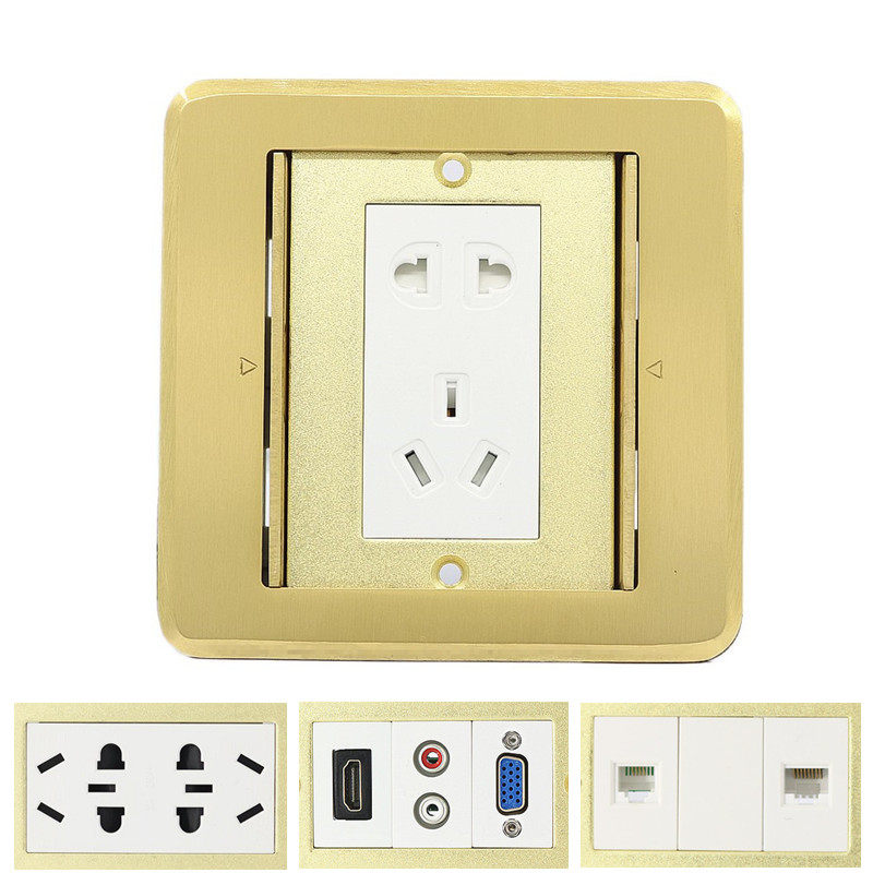 双开门地插全铜防水 六孔多功能五孔地插座十孔 网络电话地板插座