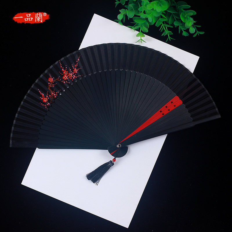 中国风扇子古风折扇真丝丝绸手工折叠扇日式女式随身古典汉服竹扇
