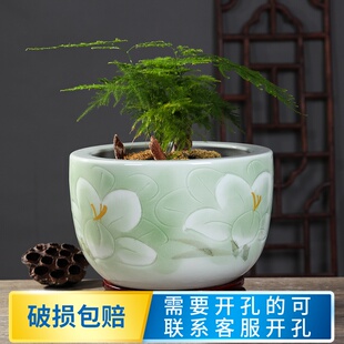 精品陶瓷花盆多肉植物中国风大盆景园艺盆栽青花加厚种吊兰绿萝盆