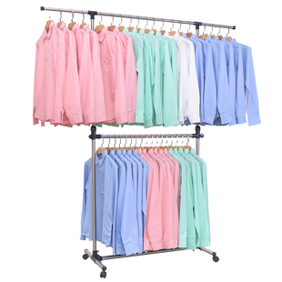 诗澜雅单杆d式升降落地晾衣架 不锈钢简易伸缩单杠凉 晒挂衣服架