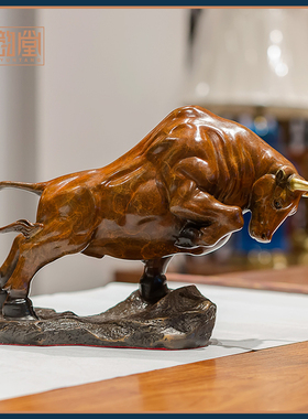 铜韵堂丨铜牛摆件华尔街股市牛气冲天办公桌客厅扭转乾坤工艺礼品