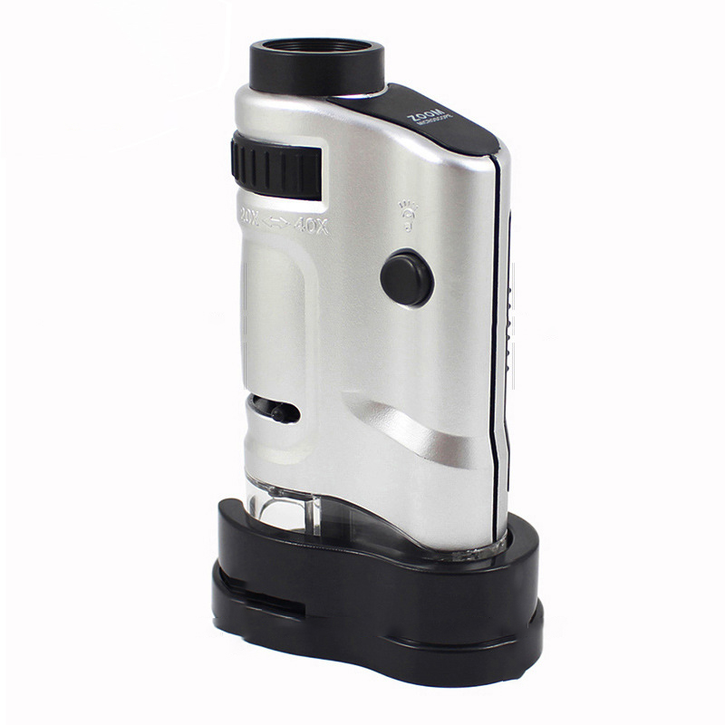 便携式20-40倍放大镜带LED多功能带底座安化黑茶金花高清显微镜