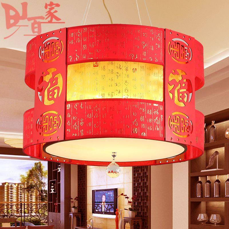 现代中式吊灯酒店包厢羊皮灯笼餐厅灯酒店大厅铁艺圆形复古灯具