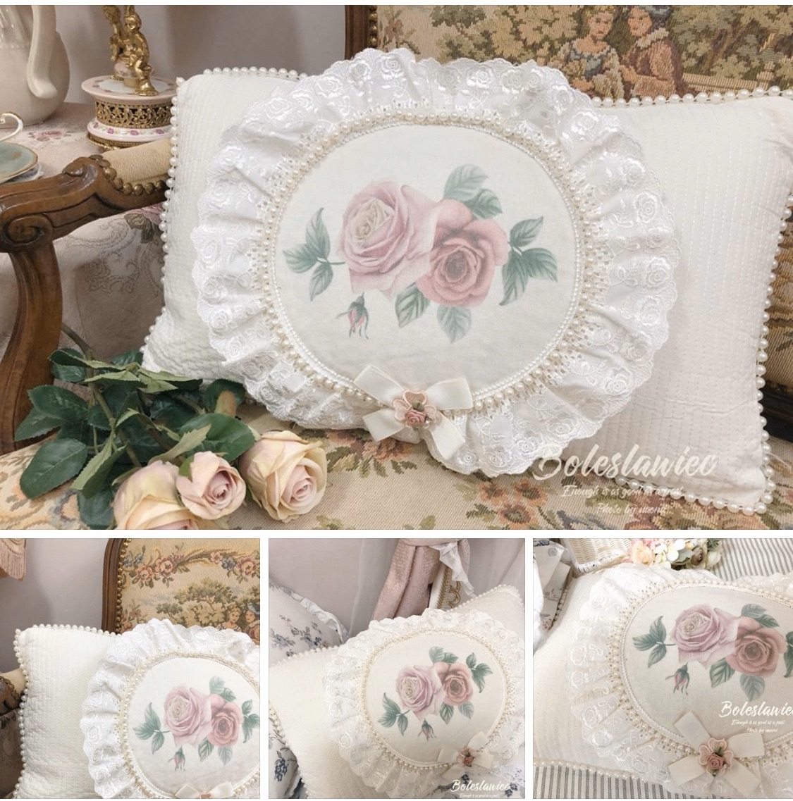 白先生家居 新款米白珍珠棉麻沆缝腰卧室沙发办公室枕抱枕方形推