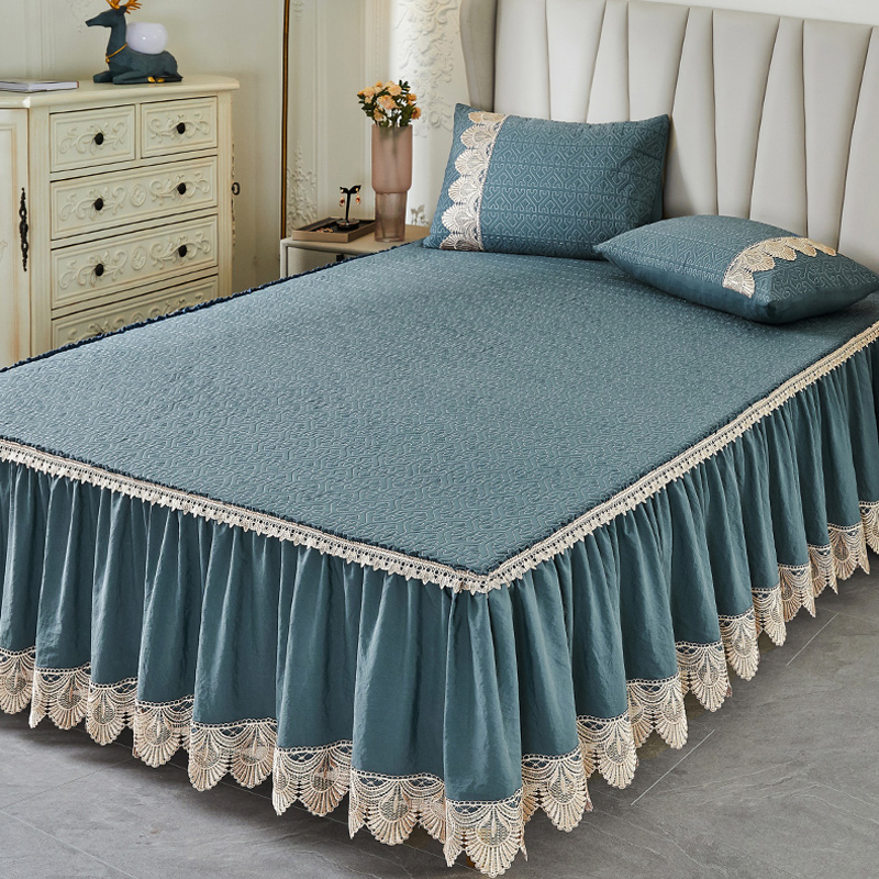 夏季乳胶床垫冰丝凉席三件床裙款可水洗家用1.8m床罩空调软席子