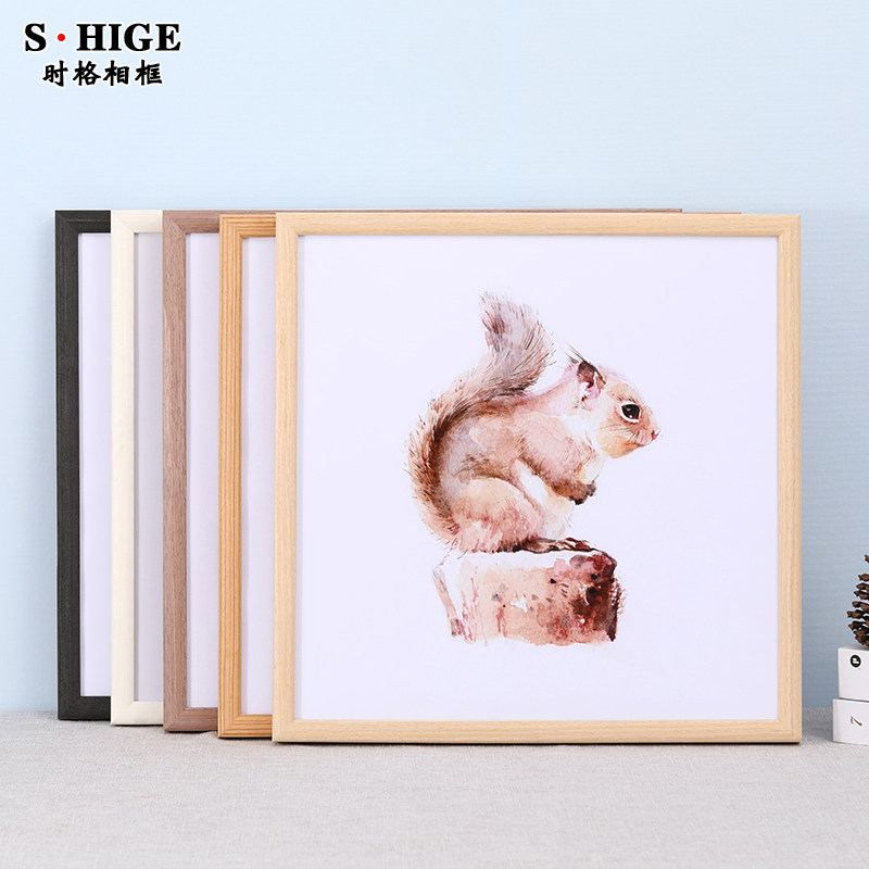 简约现代实木质创意正方形画框装裱相框挂墙国画书法照片外框定制