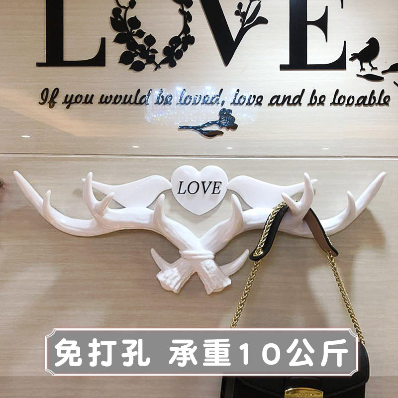 鹿角玄关挂衣钩装饰壁挂粘钩创意挂衣架墙上试衣间钥匙挂钩免打孔