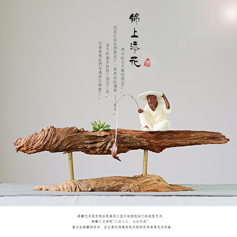 天然枯木根雕摆件家居饰品客厅玄关工艺品树根原木花盆办公室装饰图片