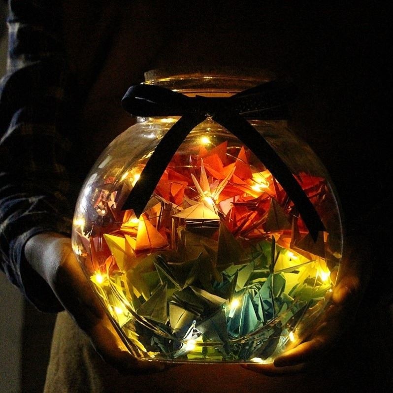 千纸鹤折纸玻璃瓶成品星星罐子许愿瓶创意装饰透明装的瓶子520只