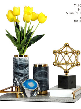 玄关搭配套装摆件样板房售楼处会所酒吧创意装饰品客厅茶几工艺品