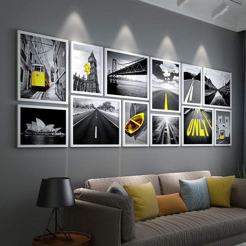 客厅挂画实木照片墙现代挂墙相框组合企业文化墙壁画框餐厅装饰画