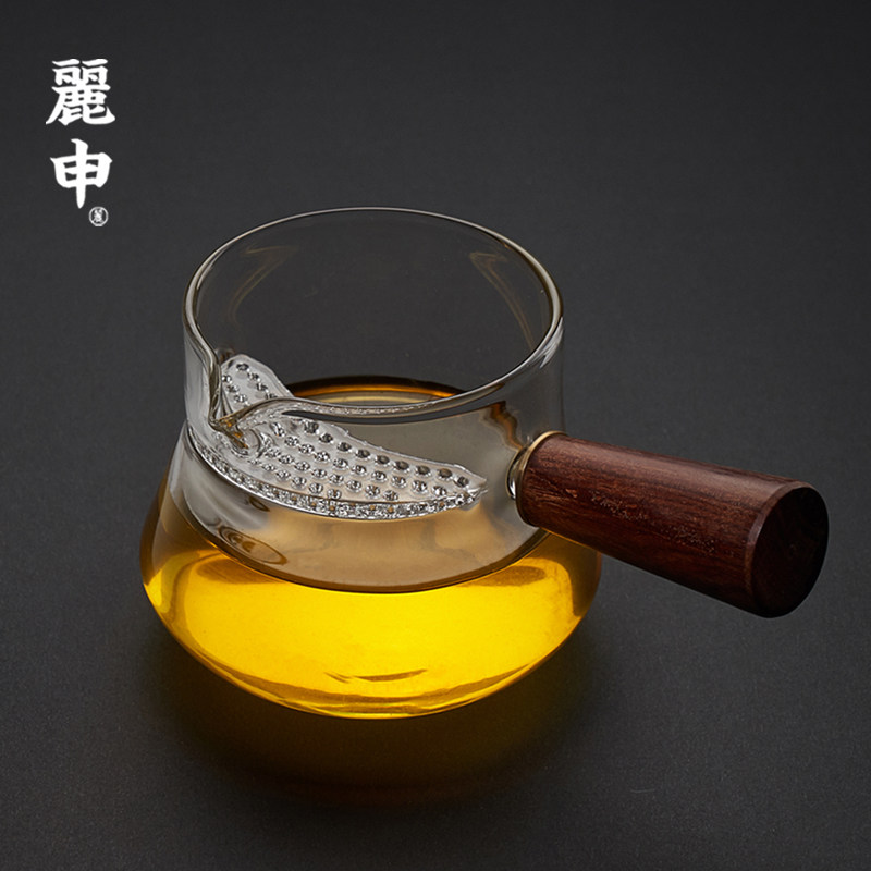 耐热玻璃侧把公道杯茶壶分茶器公杯功夫茶具侧把壶茶海带过滤