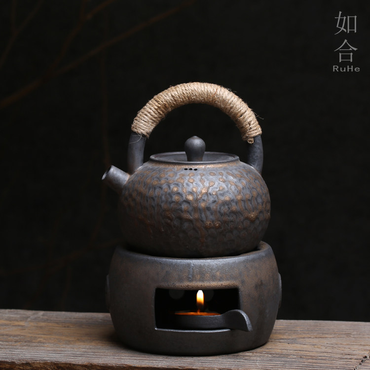 沐合堂复古锤蚊草木灰煮茶炉套装整套茶壶茶炉陶瓷耐高温蜡烛温茶