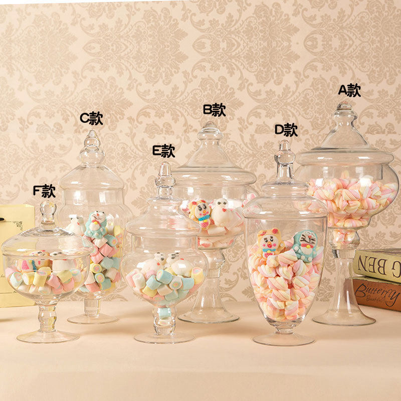 糖果罐玻璃创意欧式茶叶罐摆件水晶玻璃糖果罐带盖糖果装饰品摆件