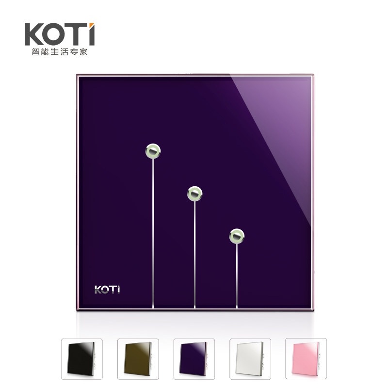 KOTI智能开关插座 无线触摸开关 led电灯无线开关 220v 三路