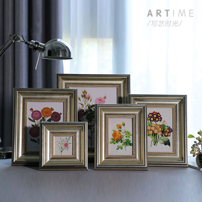 欧式风格相框相架摆件 简欧宽边加厚银色复古摆台 照片墙组合
