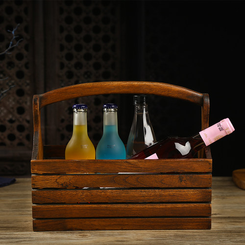 泰国实木收纳篮收纳筐 东南亚家居摆件手工艺品储物水果篮手提篮