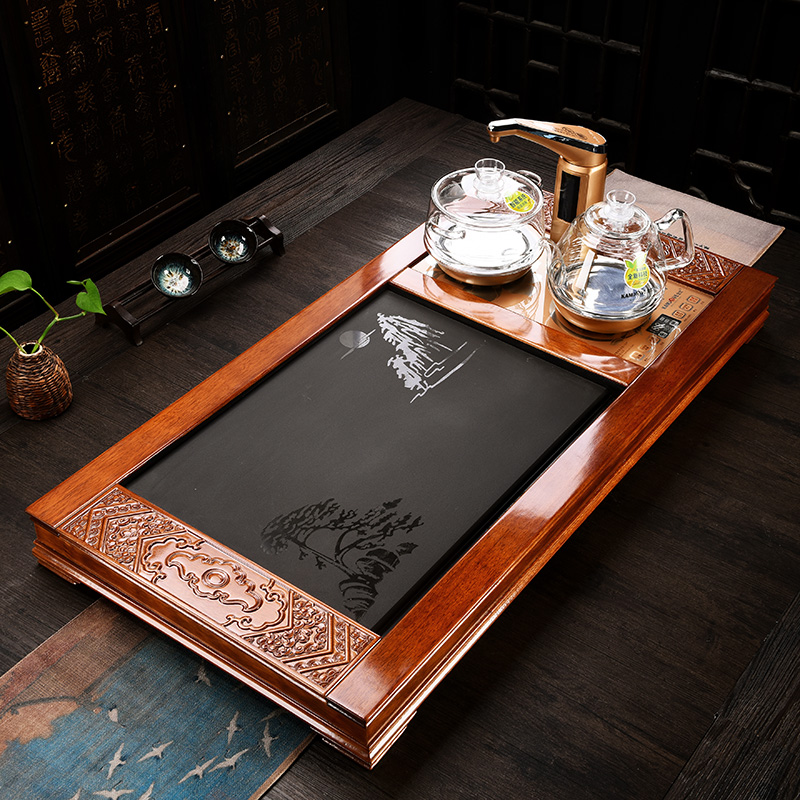 畅宏大号茶盘实木茶台家用石头功夫茶具茶托套装全自动电磁炉茶海