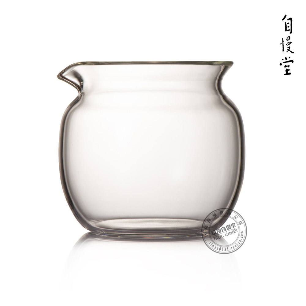 台湾自慢堂玻璃无染无耳茶盅手工大小号公道杯草堂新旧款若轻茶杯