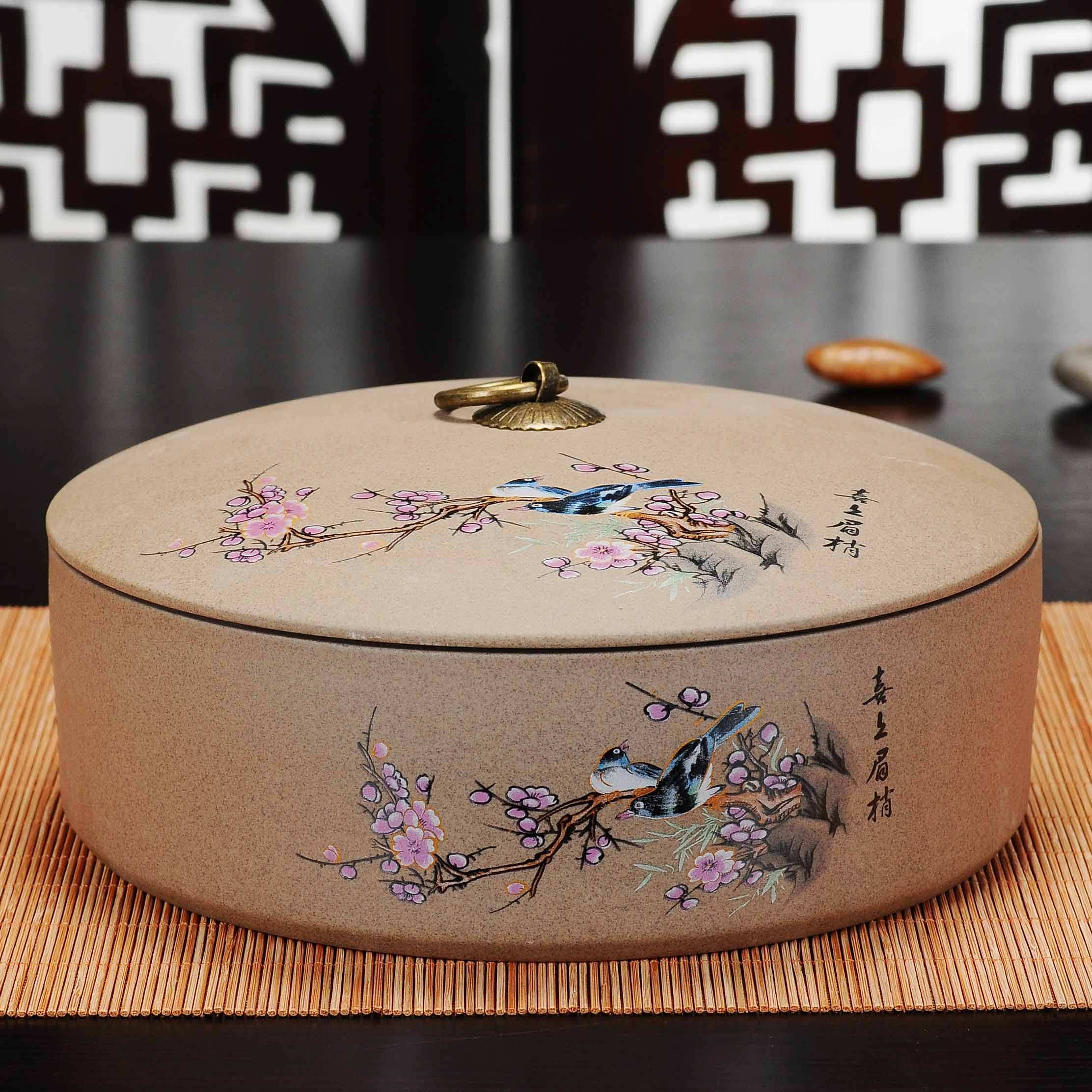 老岩泥茶叶罐大号七饼粗陶仿古紫砂新品普洱茶饼家用醒储存装陶瓷