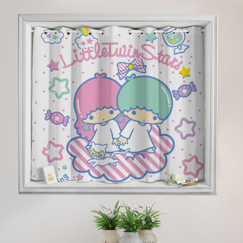 成品短帘黑贡缎双子星遮光可爱风打孔窗帘儿童房阳台飘窗挂钩半帘,居家布艺,成品窗帘,淘宝优惠券,粉丝福利购,淘宝优惠卷