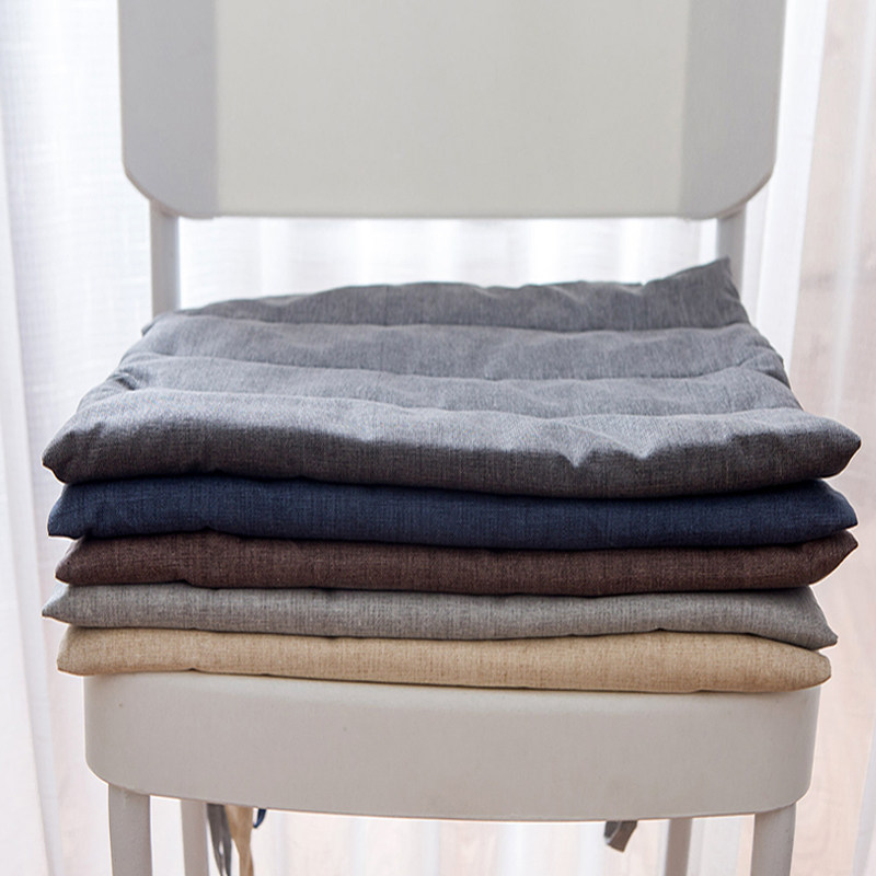 简约现代坐垫办公室棉麻椅垫电脑椅子汽车沙发座垫纯色餐椅垫夏季