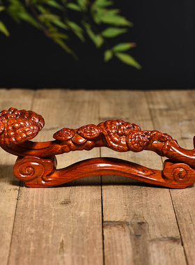 花梨木雕灵芝如意摆件家居客厅玄关吉祥装饰开业乔迁红木工艺礼品