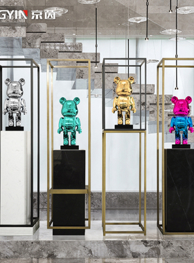 暴力熊展示大理石雕塑台售楼处酒店玄关大堂走廊落地石墩底座摆件