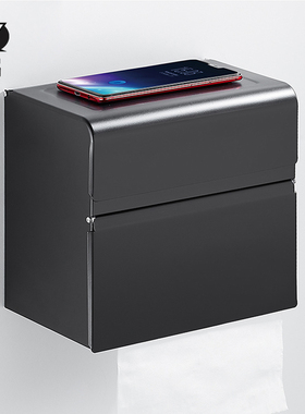 北欧30a4不锈钢浴室多功能收纳纸巾置物架 厕所双层黑色拉丝纸巾