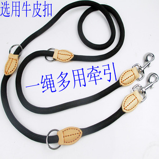 两只狗一拖二双头尼龙牵引绳双挂钩多功能牵引遛狗绳中小型犬用品