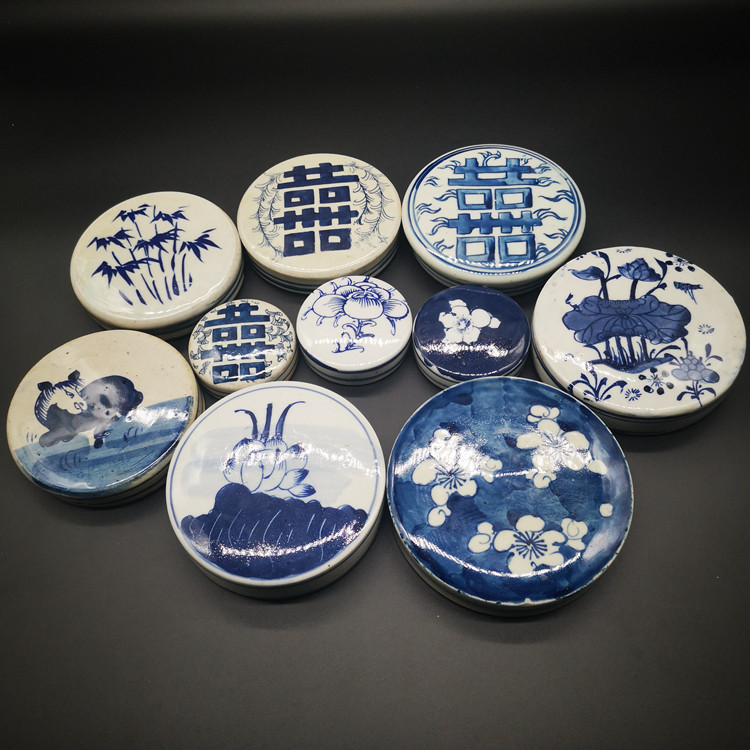 青花喜字罐盖子 缠枝莲老罐盖 冰梅茶叶罐盖置 古玩古董老货配件,家居饰品,装饰摆件,淘宝优惠券,粉丝福利购,淘宝优惠卷